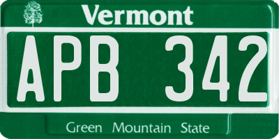 VT license plate APB342