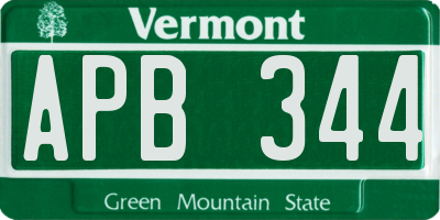 VT license plate APB344