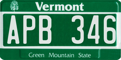 VT license plate APB346