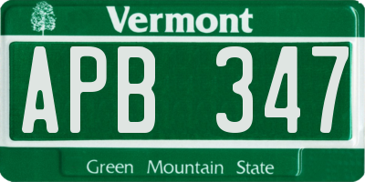 VT license plate APB347