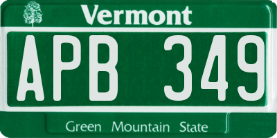 VT license plate APB349