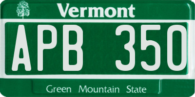VT license plate APB350