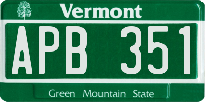 VT license plate APB351
