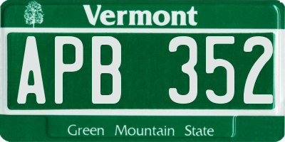 VT license plate APB352
