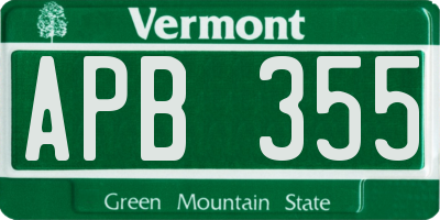 VT license plate APB355