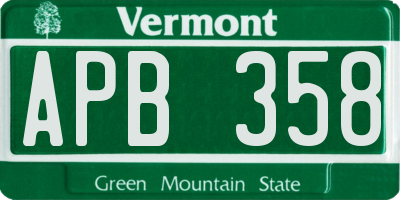 VT license plate APB358