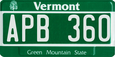 VT license plate APB360