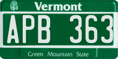 VT license plate APB363