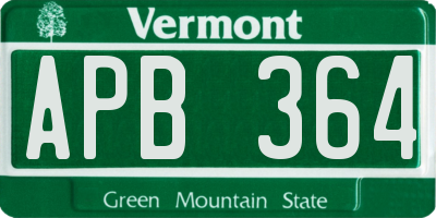 VT license plate APB364