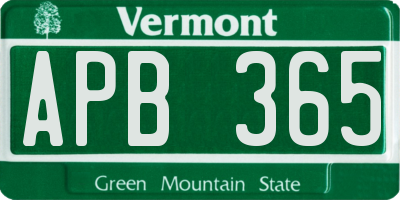 VT license plate APB365