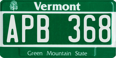 VT license plate APB368