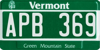 VT license plate APB369