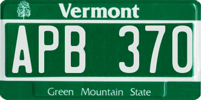 VT license plate APB370