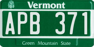 VT license plate APB371