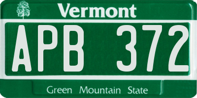 VT license plate APB372