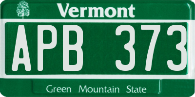 VT license plate APB373