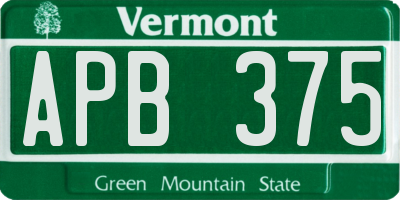 VT license plate APB375
