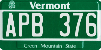VT license plate APB376