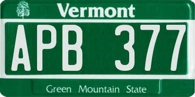 VT license plate APB377