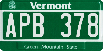 VT license plate APB378