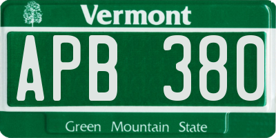 VT license plate APB380