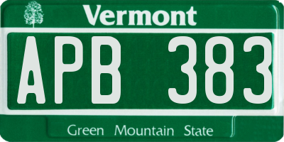 VT license plate APB383