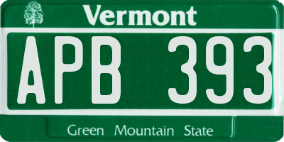 VT license plate APB393