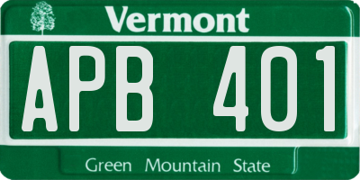 VT license plate APB401
