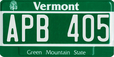 VT license plate APB405
