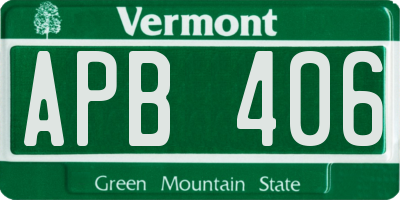 VT license plate APB406