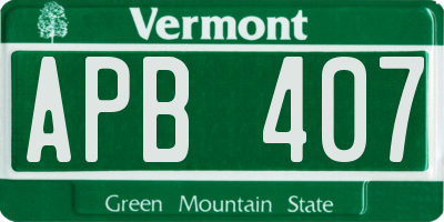 VT license plate APB407