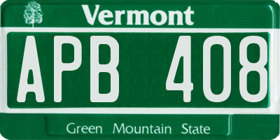 VT license plate APB408