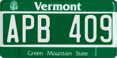 VT license plate APB409