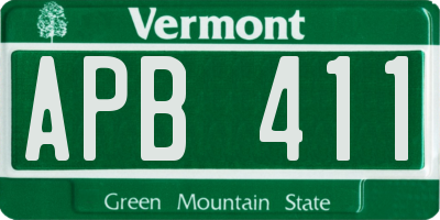 VT license plate APB411