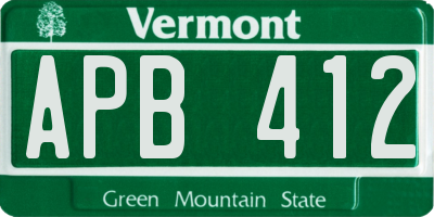VT license plate APB412