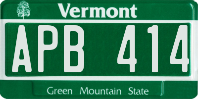 VT license plate APB414