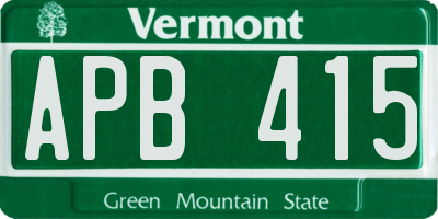 VT license plate APB415