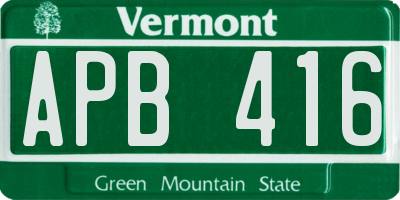 VT license plate APB416