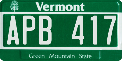 VT license plate APB417