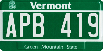 VT license plate APB419