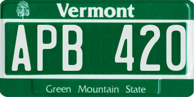 VT license plate APB420