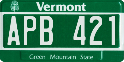 VT license plate APB421
