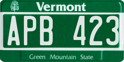 VT license plate APB423