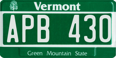 VT license plate APB430
