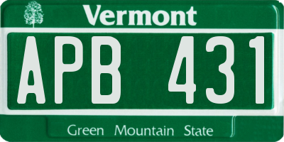 VT license plate APB431