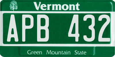 VT license plate APB432