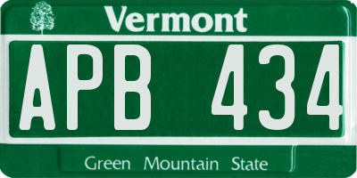 VT license plate APB434