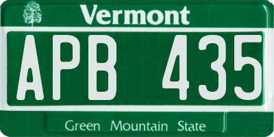 VT license plate APB435