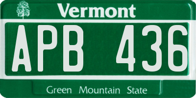 VT license plate APB436
