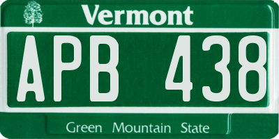VT license plate APB438